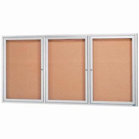 AARCO Aarco Products DCC3672-3R 3-Door Enclosed Bulletin Board - Clear Satin Anodized DCC3672-3R